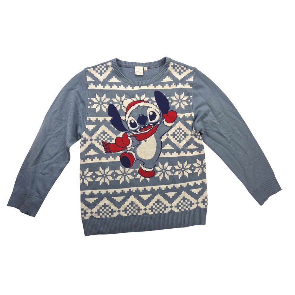 Disney Stitch Blue Long Sleeve Knit Sweater Christmas Winter Holiday Women Sz XL